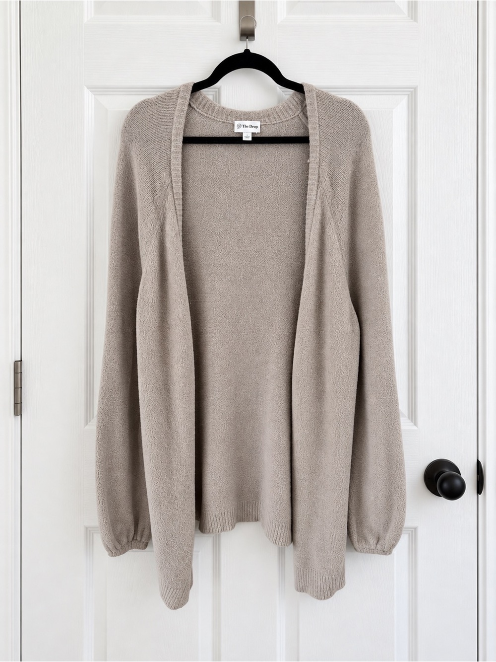 The Drop Mirabelle Open Front Cozy Cardigan Porpoise Gray Long Bell Sleeve L